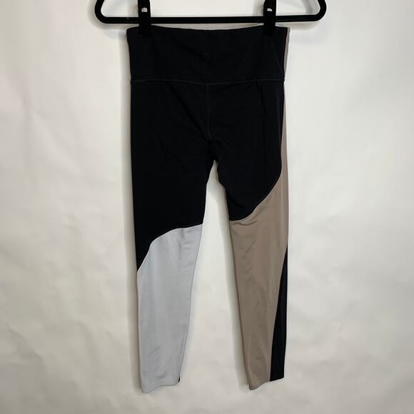 Athleta Black Taupe White Colorblock Leggings Sz Small - Picture 2 of 11